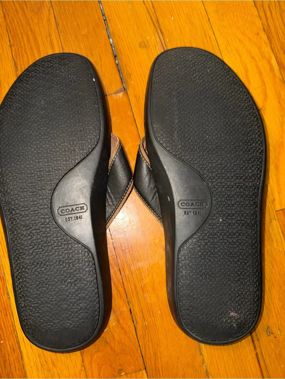 Coach Men’s Leather Sandals in Brown & Navy